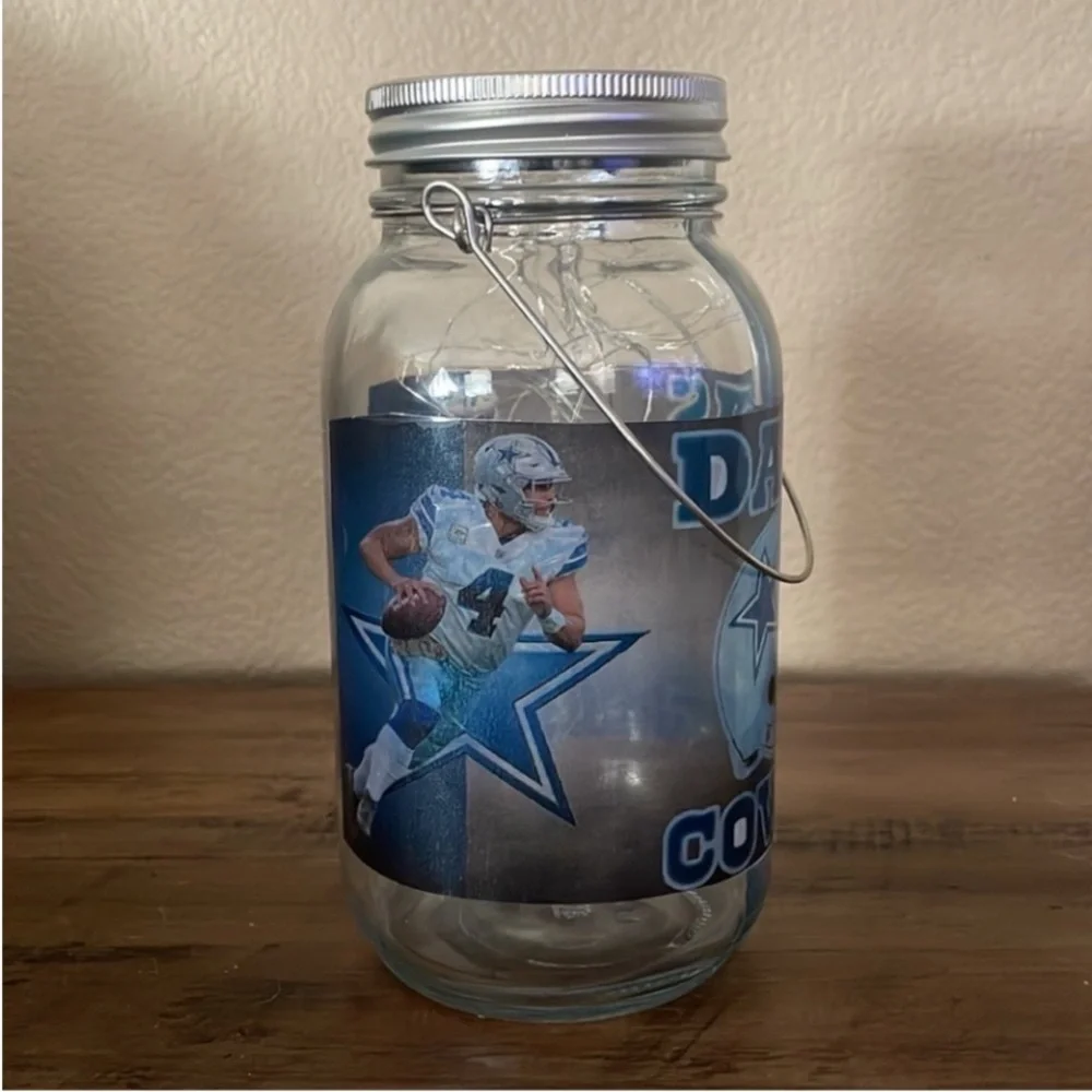 Dallas Cowboys Glass Light-Up Mason Jar